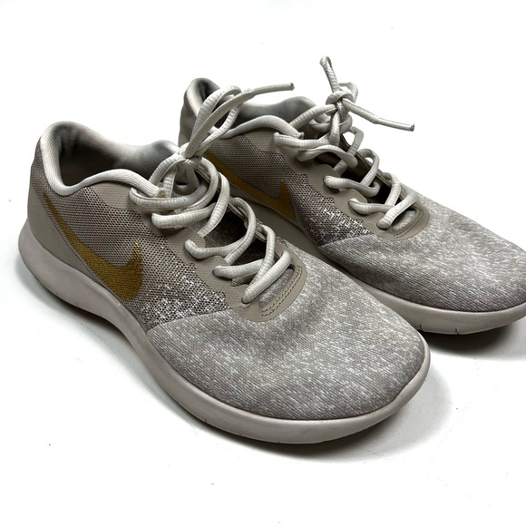 Nike Women’s Nike Flex Contact Metallic Gold Athletic Sz 8 - Picture 1 of 14